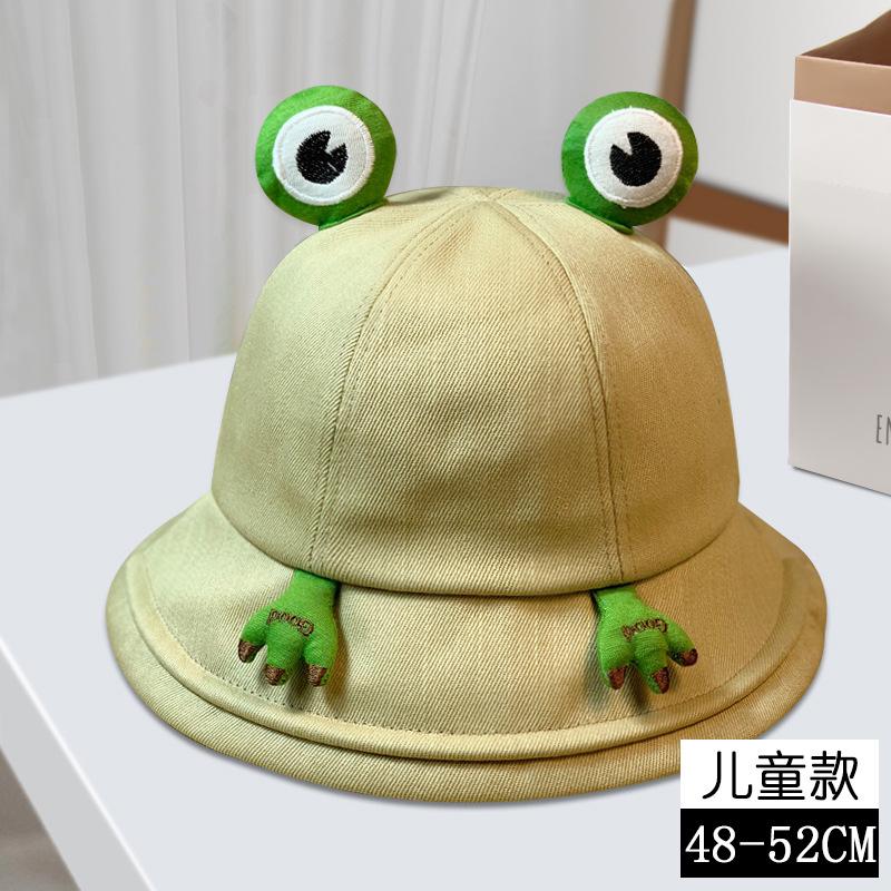 Cute and sweet frog-eye fisherman hat for women and children, suitable for outdoor trips, sun protection, makes the face look smaller, sun-shading