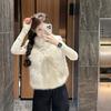 Qingshan Twilight Snow Cashmere Fur Vest Women, Fox Hair Jacket Short Stand-up Collar