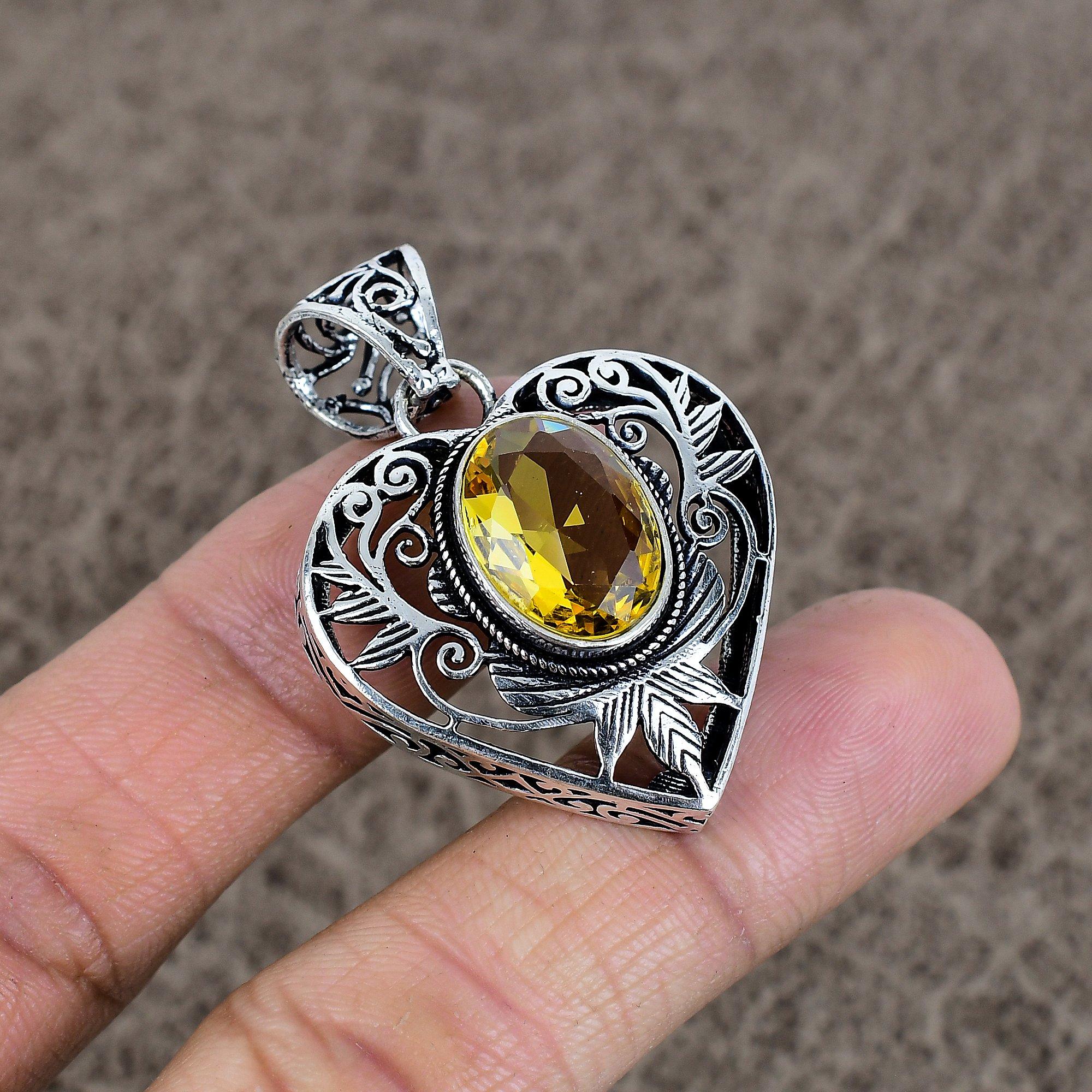 

Citrine Gemstone Handmade 925 Sterling Silver Jewelry Pendant 1.77 KKG-7