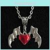 Gothic Punk Heart Shape Pendant With Alloy Drop Oil Necklace For Women