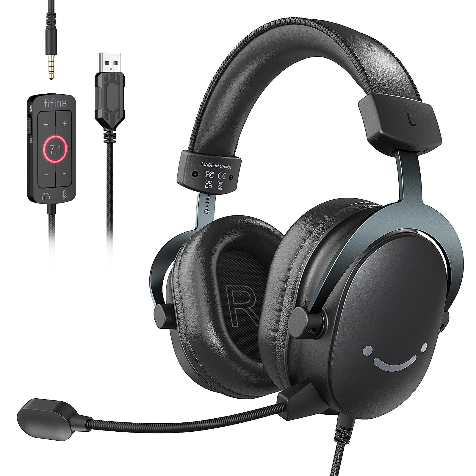 Игровая гарнитура FIFINE H9 с объемным звуком 7.1, USB и 3,5 мм проводным управлением для ПК/настольного компьютера.