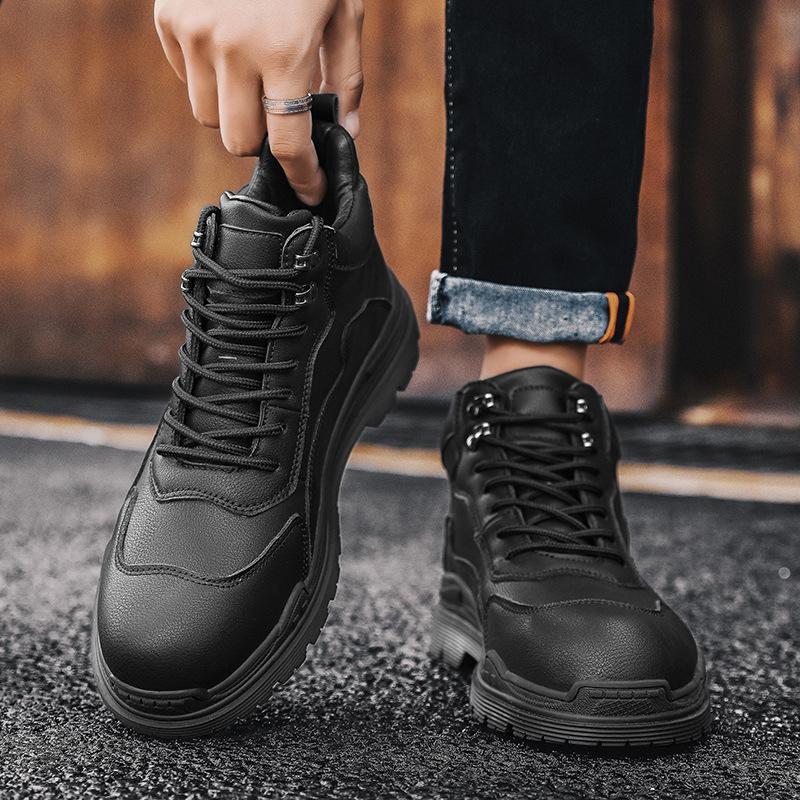 Martin Boots Retro Platform Leather Shoes Outdoor Wear-resistant Tooling Shoes Men's Medium and High-top Autumn and Winter Short Boots