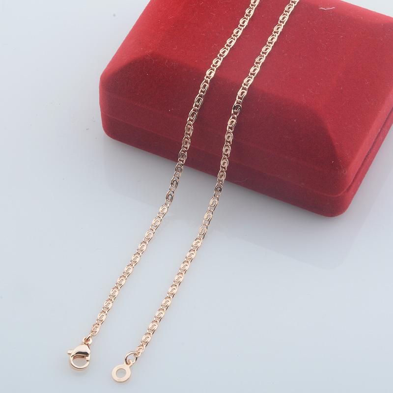 

Женское колье из розового золота 585 пробы, тонкие цепочки плетения «улитка» 2 мм(Нет красной коробки) 45cm