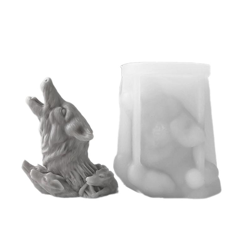 Wolf Head Silicone Candle Mold DIYs Animal 3D Plaster Resin Ornament Molds Home Decoration Crafts Gift for Enthusiasts