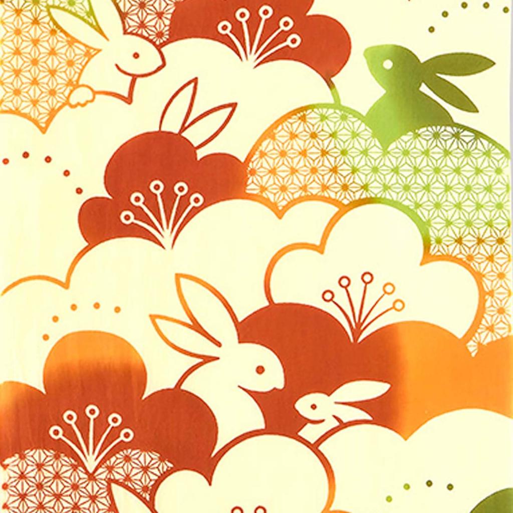 Tenugui Hand Made In Perfect Souvenir for Peaceful and Happiness Longevity Moon Rabbit Dancing Autumn Mellow Full Moon Auspicious Ships by Mail and