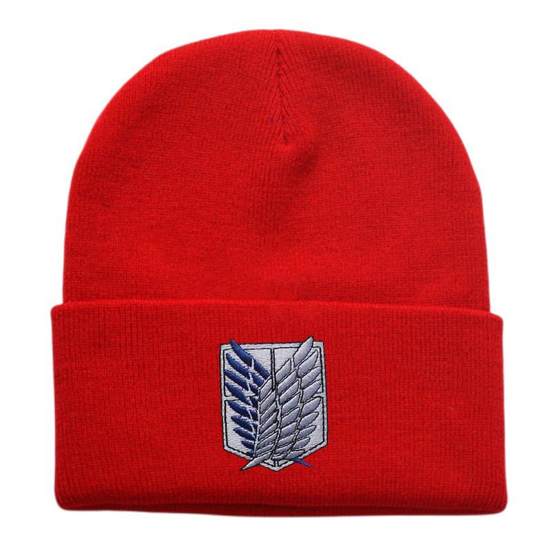 Attack On Titan Embroidered Knit Beanie With Windproof Warmth For Outdoor Activities