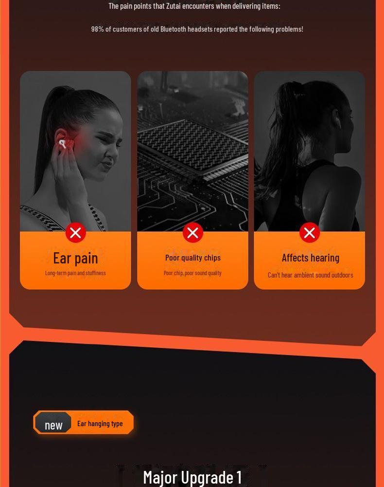 საზღვრისპირა OWS ყურსასმენი Q16 ხმაურის შემამცირებელი და ხანგრძლივი ბატარეის ხანგრძლივობით