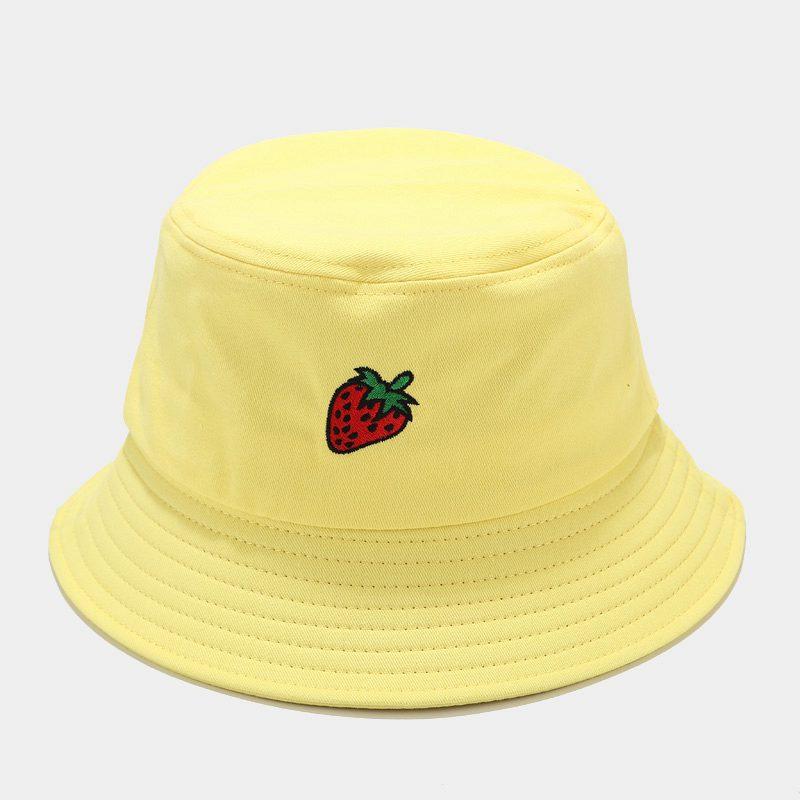 Panama Bucket Hat Fruit Strawberry Embroidered Fishing Cap Men Women Travel Beach Sun Hats