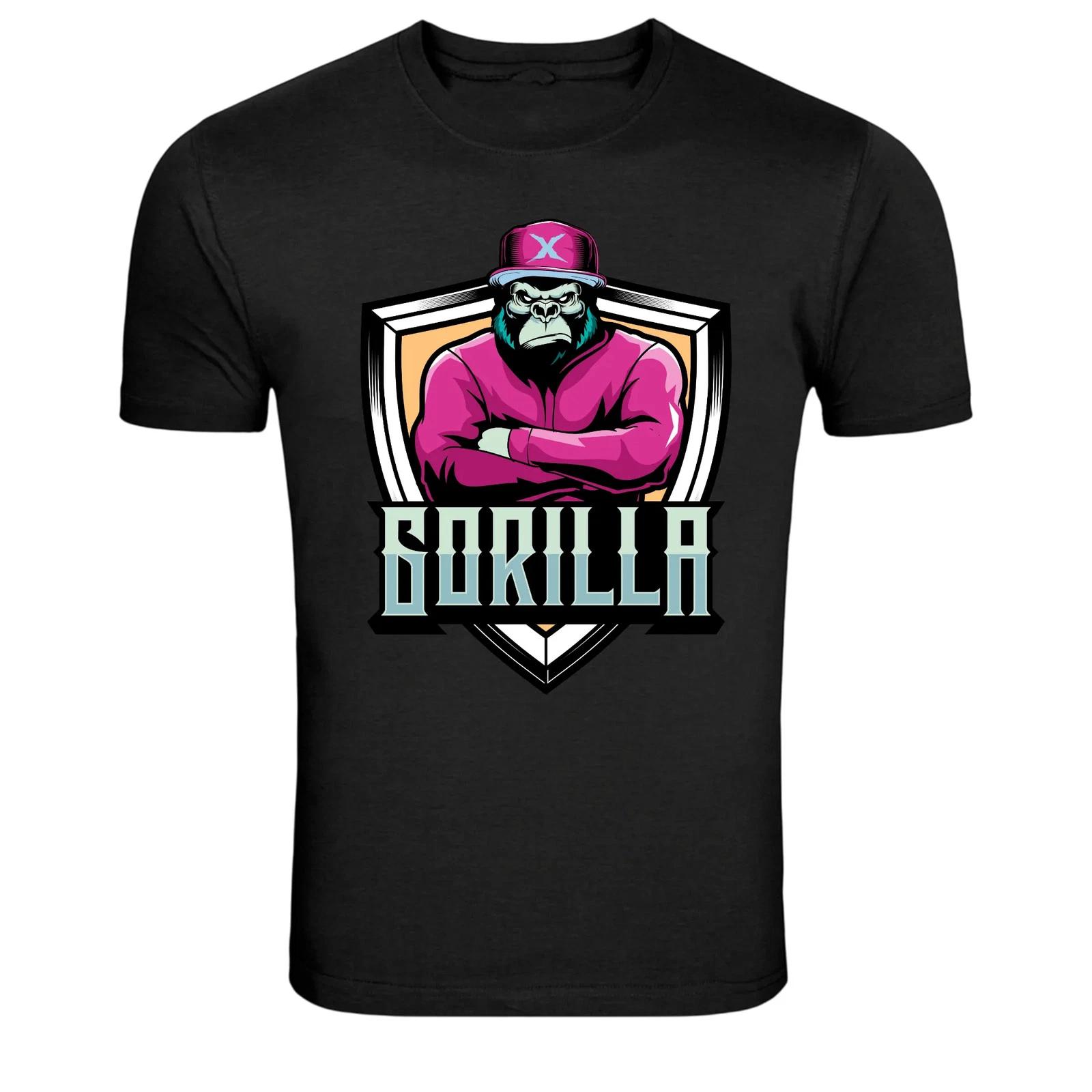 Gorilla King Pink Streetwear Mascot Graphic T-Shirt S