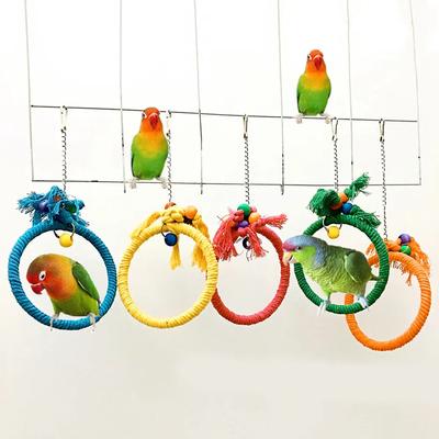 Pet Parrot Birds Cage Toy Cotton Rope Circle Ring Stand Chewing Bite Hanging Swing Climb Training Toys for Cockatiel Parakeet