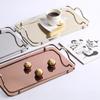 Nordisk Rektangulär Spegelbricka i Rostfritt Stål med Handtag Serveringsbrickor för Kaffebar Elegant Förvaringsfat för Tekanna och Koppar