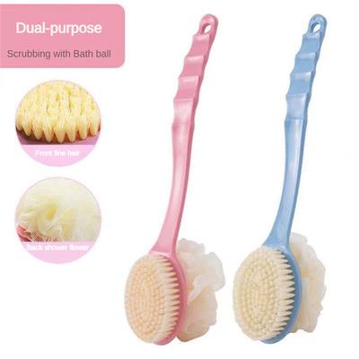 Portable Doublesided Bath Scrub Brush Long Handle Scrub Back Brush Exfoliating Brush Soft Bristles Skin Friendly Brush Back Tool