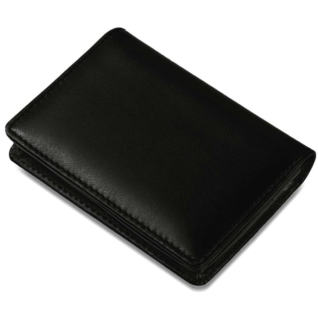 RATOM Soft Sheepskin Leather Business Card Holder for Men Large Capacity 60 100% (Genuine Leather, Cards) (Black)