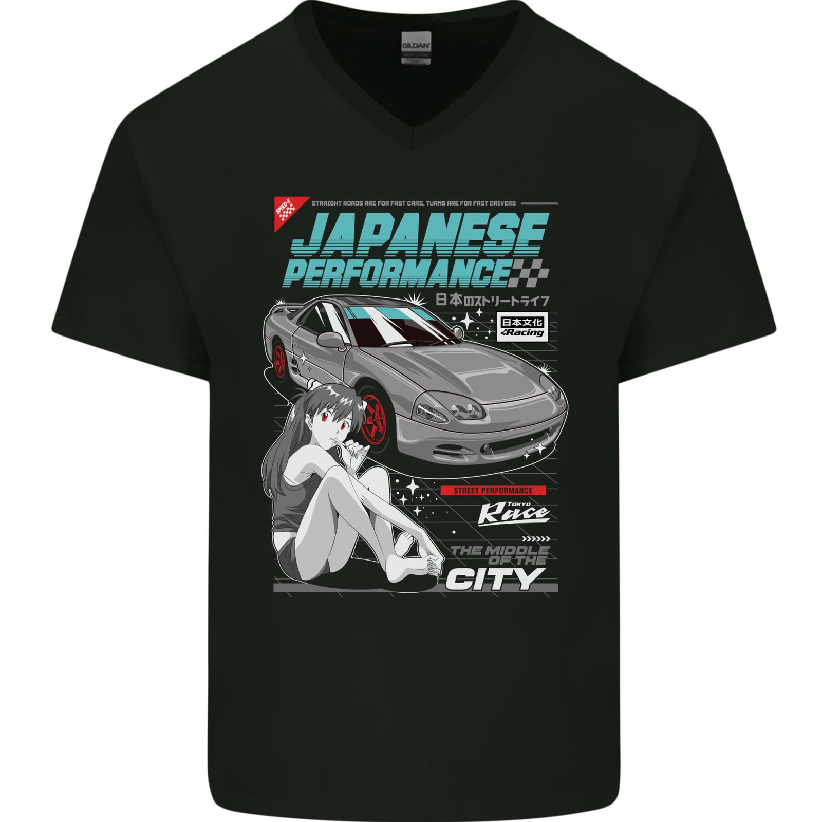 26 Japanese Performance Anime Car Drifting Drift Mens V-Neck Cotton T-Shirt Unisex T-Shirt XXXXL