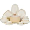French Cream Style Underglaze Ceramic Bowl Set (2025), Including Rice Bowl, Plate, and Chopsticks.