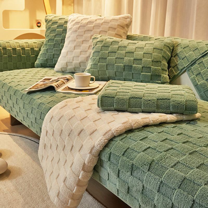 Winter Sofa Covers Towel Soft Plush Jacquard Housse Canape Dangle Couch Cover For Living Room Bay Window Pad L -Shaped Sofa Decor