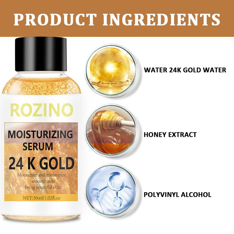 Avansert Formel 24k Gull Essens Væske Strammer Porer Hyaluronsyre Serum Fuktighetsgivende 30ml
