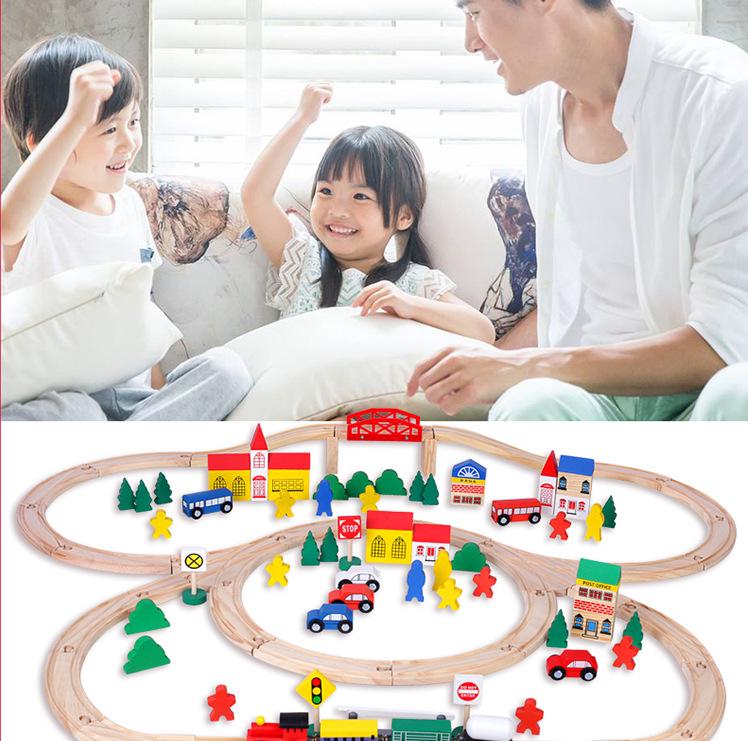 100-Piece Wooden Electric Track Set for Kids 3-5 Years: Educational Toy