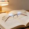 Men Blue Light Blocking Rimless Reading Glasses PC Lenses Women Presbyopia Eyewear Business Metal Ultralight Eyeglasses Frame