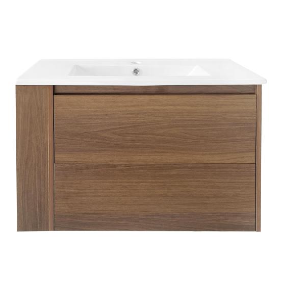 Bathroom Sink Cabinet with Drawer Modern White Wood Grain Heavy Duty Lavatory Wall Mount Ceramic Wash Basin Vanity Cabinet