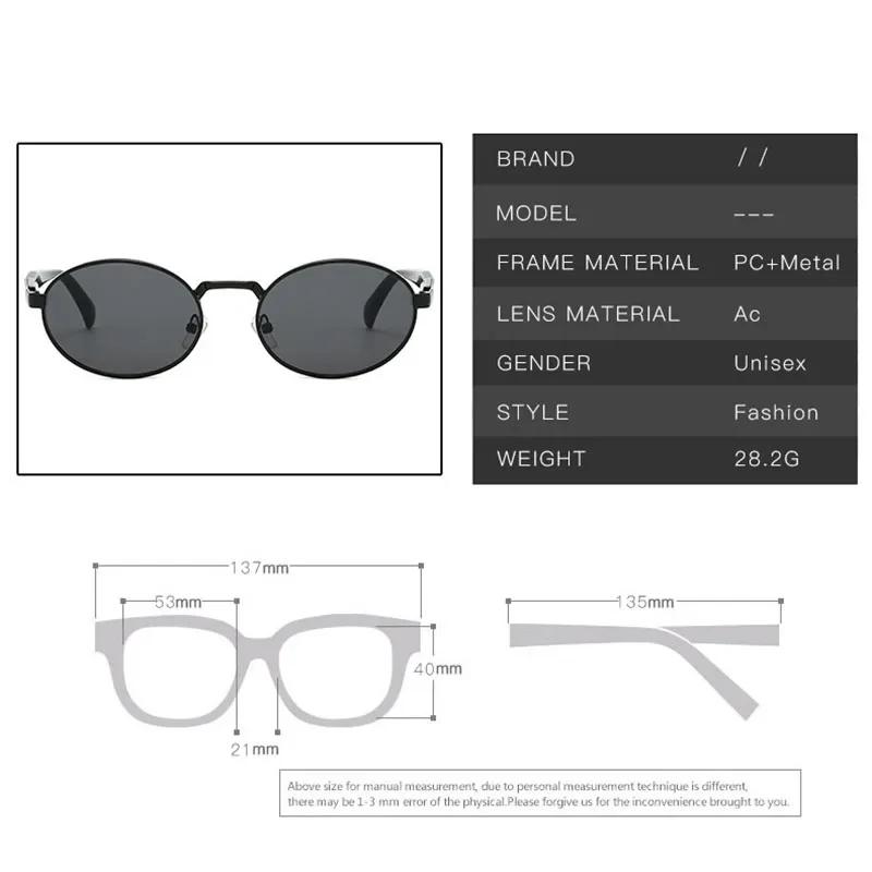 Ögonskydd Högkvalitativa Ovala Solglasögon Kvinnor Vintage High End Metallram Glasögon Män Lyx Avancerat Märke Solskydd