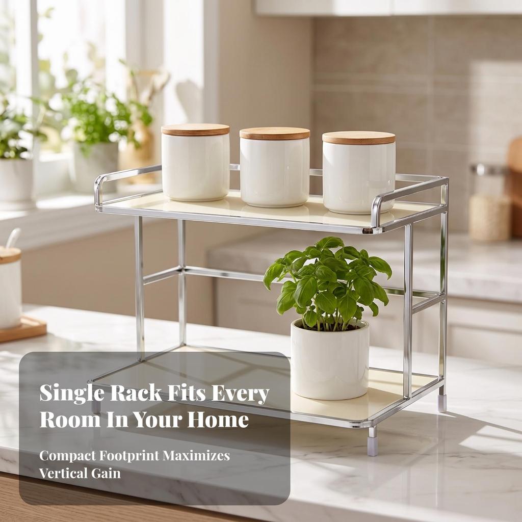 Desktop Storage Rack Multipurpose 2-Tier Countertop Organizer Non-Slip