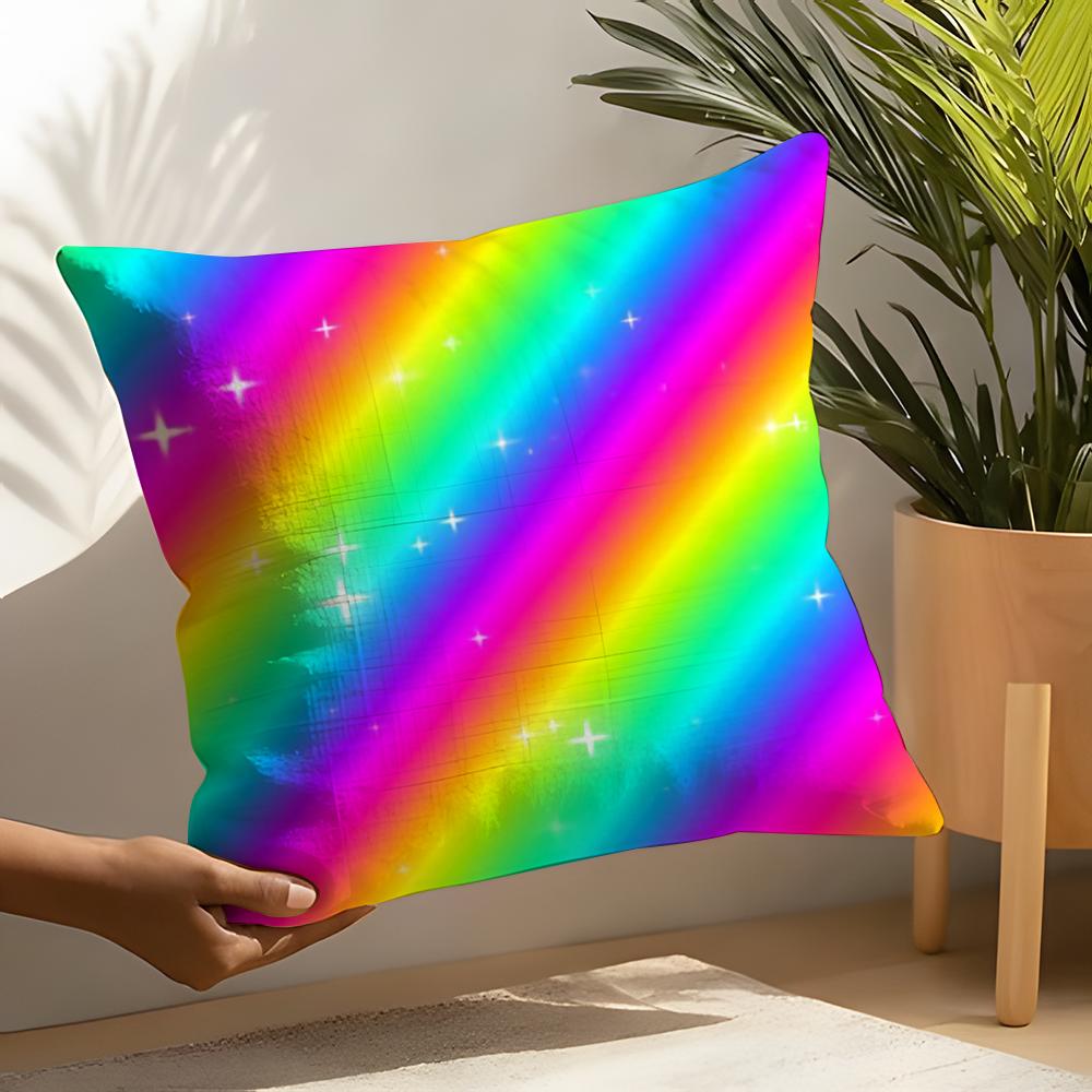 Rainbow Pillow Case Linen Cushion Covers For Decorative Sofa Home Pillows Case Car Chair Pillows Cases