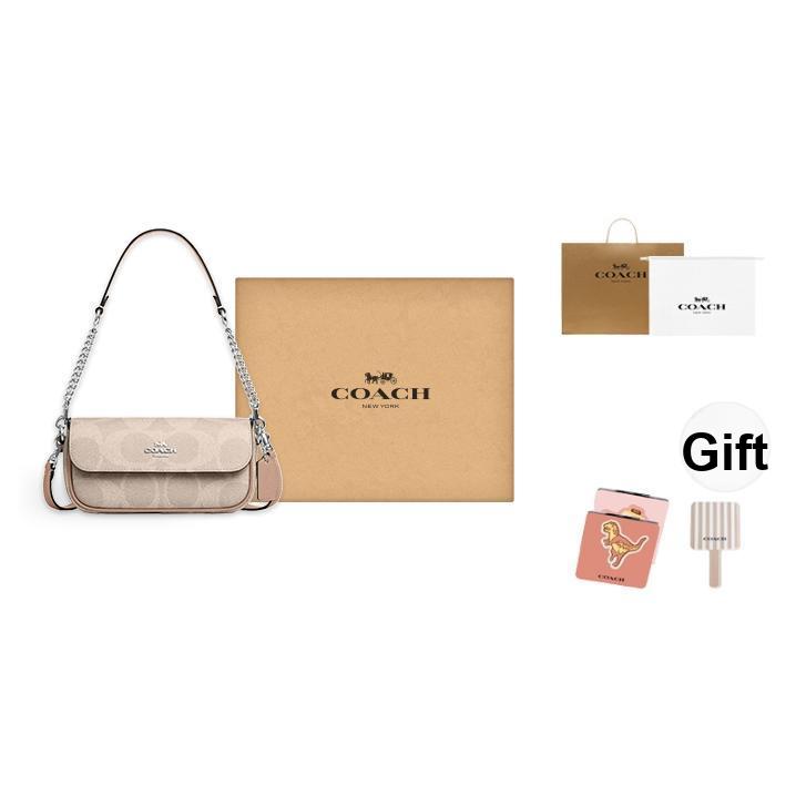 Coach Hailey Brook Flap 20 Logo Closure Crossbody Shoulder Bag Women bags Beige CAN70-SVPWH