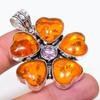 Natural Baltic Amber Gemstone 925 Sterling Silver Jewelry Pendant 2.05" AP-14275