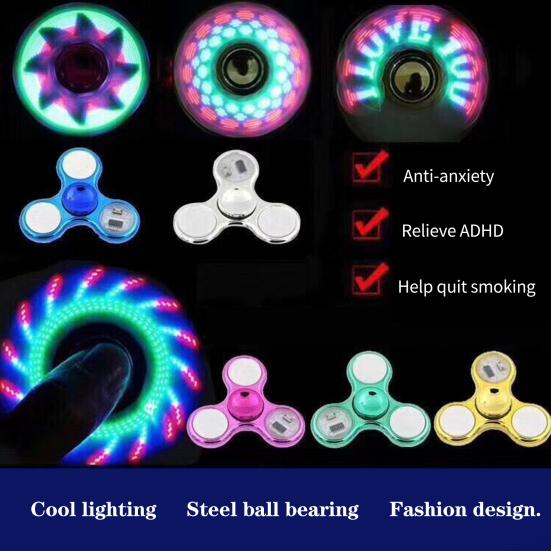 Rotating Finger Spinner Light Effect Changing Patterns LED Electroplate Finger Fidget Hand Spinner for Home