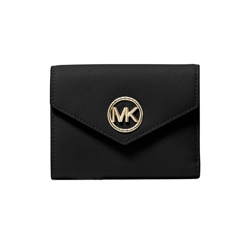 MICHAEL KORS Carmen Short Letter Logo Flip Leather Wallet Women s Black чёрный