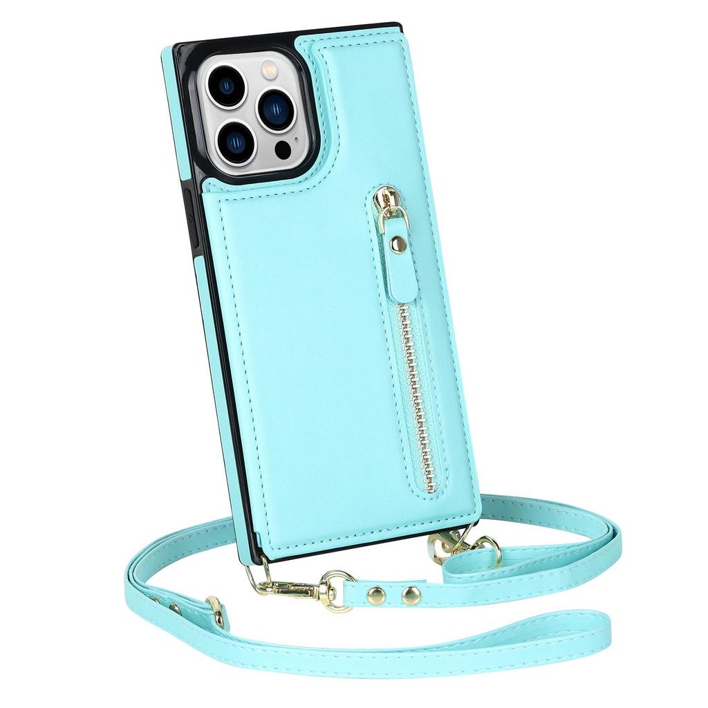 RFID zip peněženka šňůrka na krk karty Solt kožené pouzdro pro iPhone 15 14 Pro Max 13 12 Mini 11 X XR XS 7 8 Plus popruh crossbody kryt