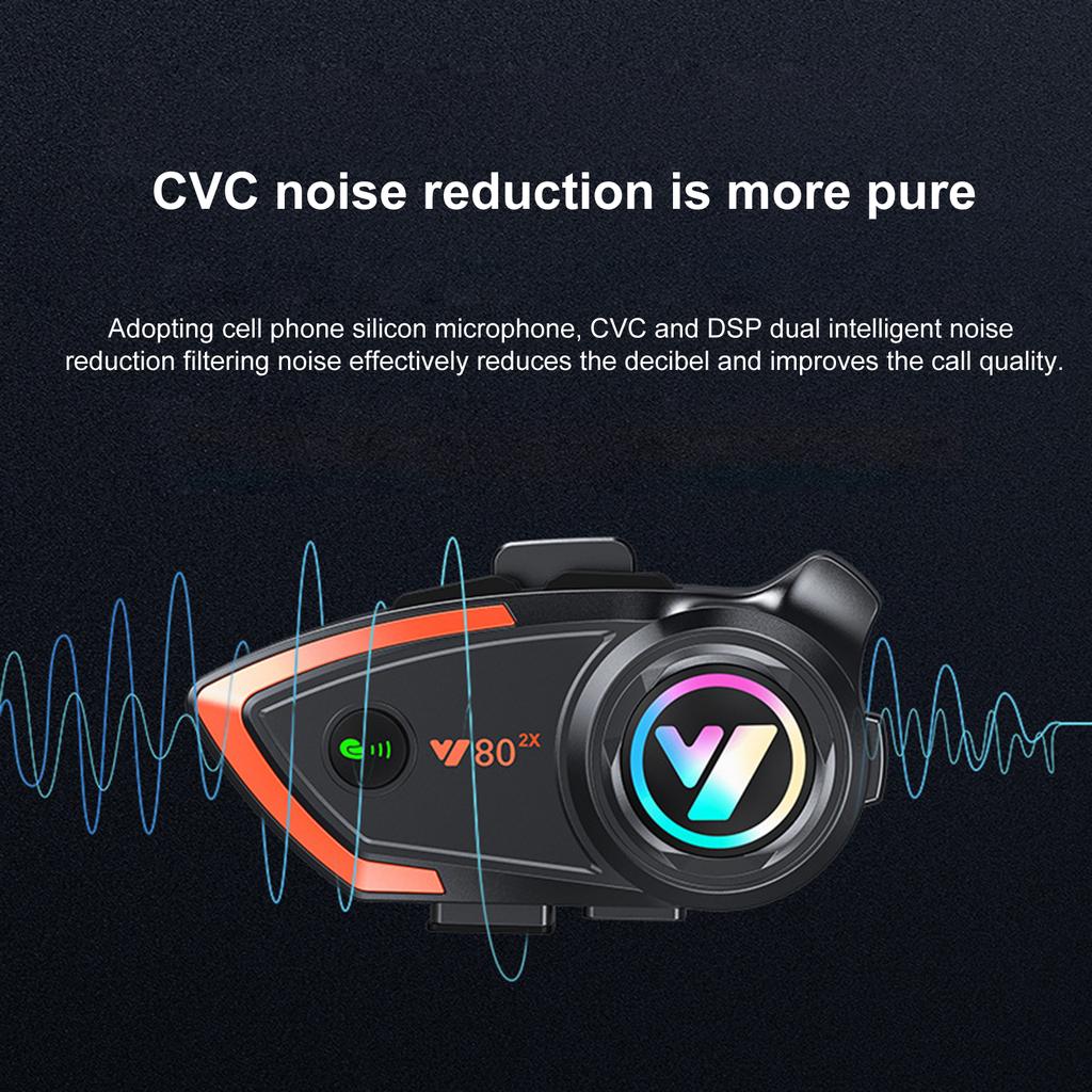 Motorcycle Intercom Helmet BT Headset Compatible with a Variety of Helmets