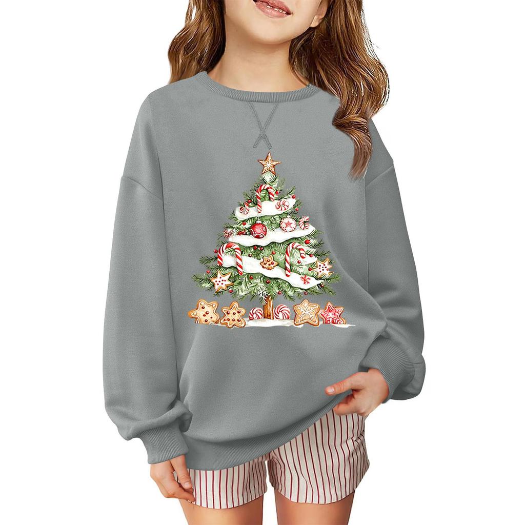 Children's Fashionable Casual Long-sleeved Loose Christmas Print Pullover Sweatshirt