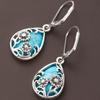 Personalized Ethnic Style Flower Droplet Shaped Pendant Earrings, Women's Retro Bohemian Holiday Accessories