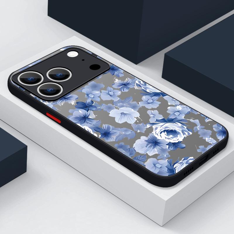 Purple Flowers Pattern Phone Case For iPhone Air 16e 17 16 15 14 17 Pro Max 13 16e Shockproof Hard PC Soft Edge TPU Cover