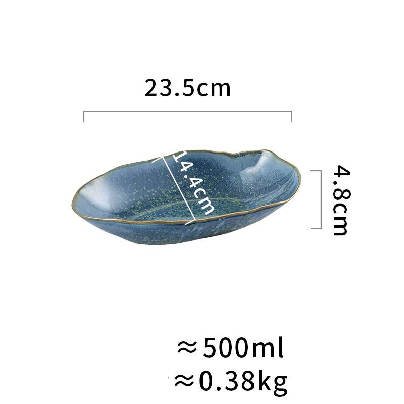 Элегантная тарелка в западном стиле красная синяя зеленая неровная керамическая креативная овальная салатница глубокая тарелка эллипс рыба японский набор посуды