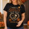 Custom There’s A Skelly In My Belly Shirt, Personalized Skeleton Baby Pregnancy Announcement Tee, Halloween Mom To Be Gift