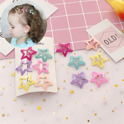 6 Teile/satz Schöne Mädchen Stern Haar Clips Candy Farbe BB HaarClip Metall Snap Kinder Haar Barrettes