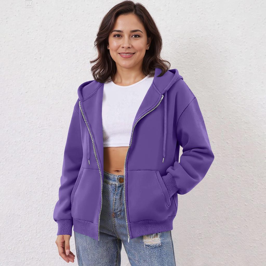 Women's Off Shoulder Zipper Hoodie Sweatshirt Fashion Clothing Casual Jacket
