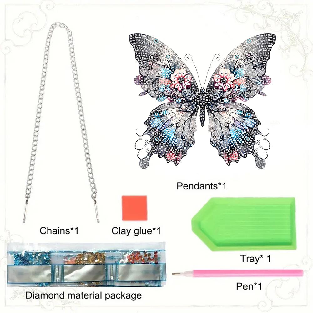 Butterfly Theme 2D Flat DIY Special Shape Hanging Diamond Art Kits Diamond Painting Set Diamond Art Pendant Wall Door Decoration