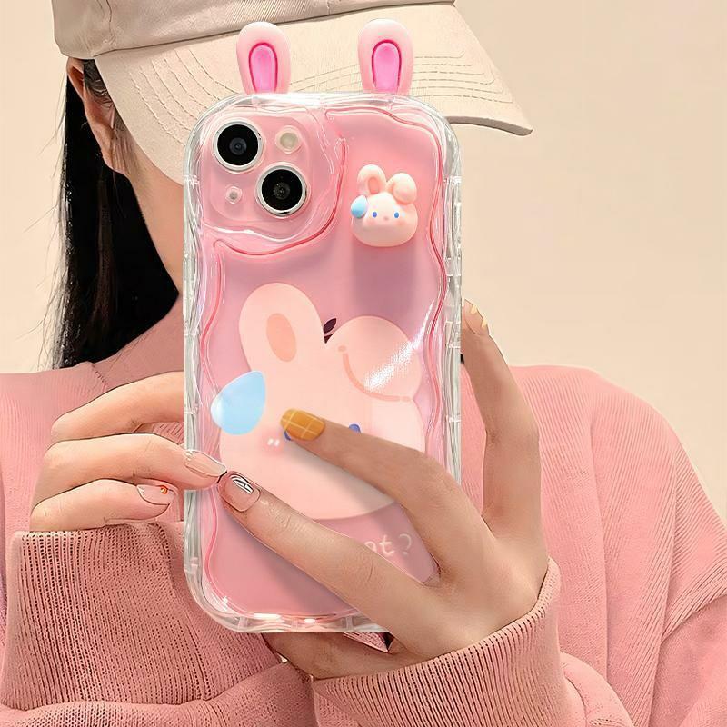 Cute 3D Bear Rabbit Ugly Frog Eyes Ears Phone Case For Realme C55 C67 C35 C33 C21Y C25Y C30 C30S C21 C15 8 12 Pro Plus 5G Cover