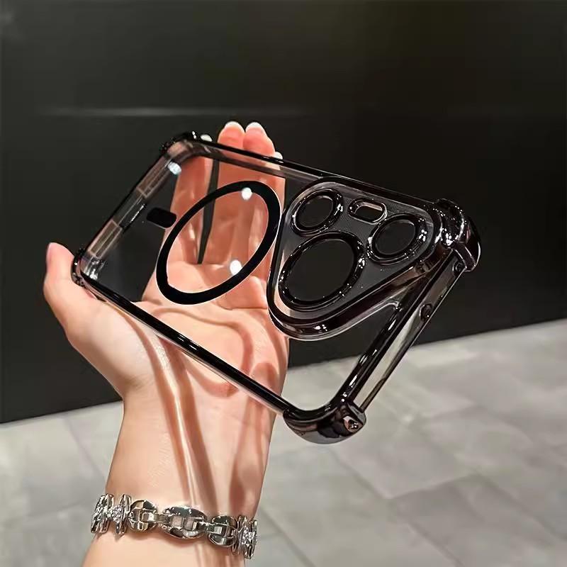 Applicable to Huawei Mate70 airbag magnetic mobile phone case four corners anti-drop P80U electroplating protective case mate60pro + huawei mate70