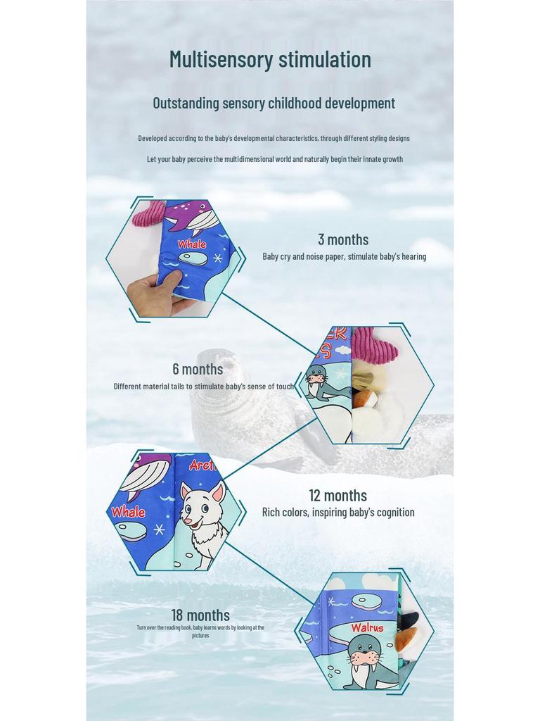 Aipinqi Baby Animal Tail Cloth Book – Tear-Resistant, Crinkle Paper Educational Toy for Early Learning.