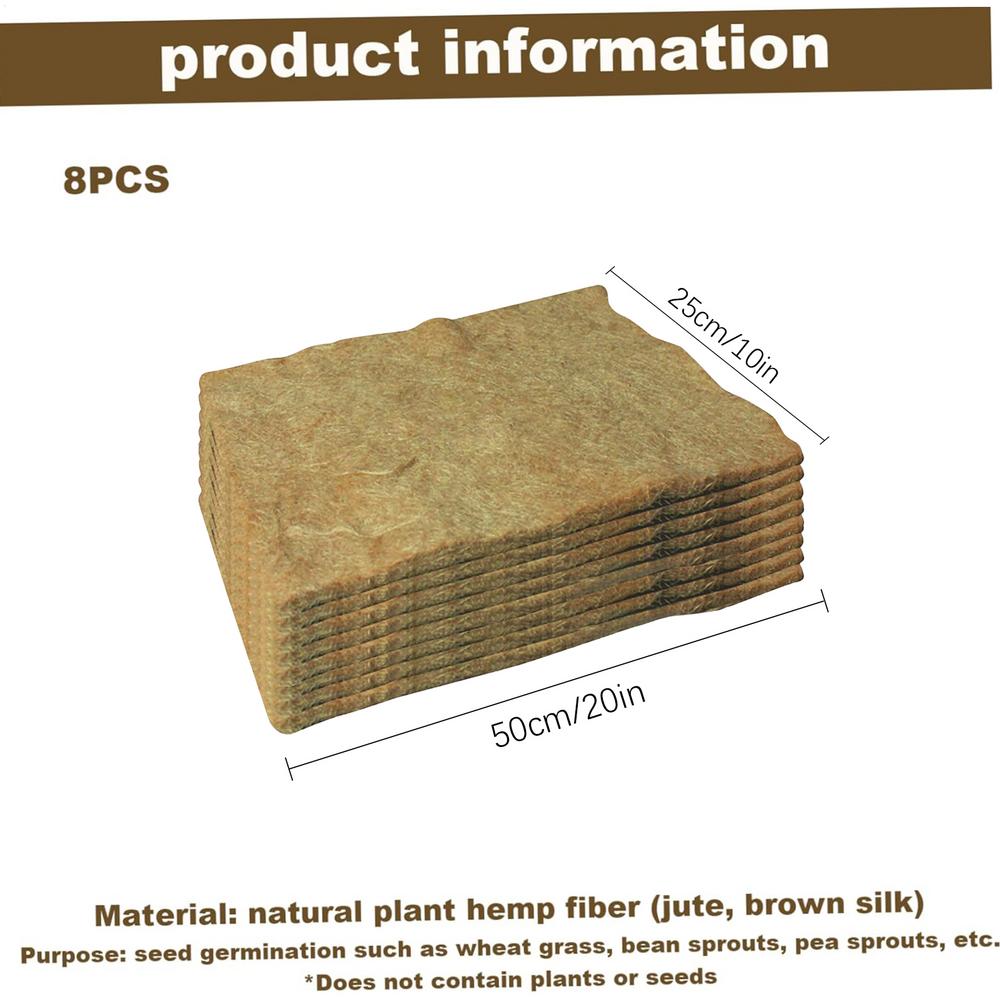 

8 Pieces Hydroponic Grow Pads Jute Growing Seedling Pads 10x20 Inch Organic Germination Mat for Beginner Indoor Home Garden