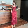 Slim Fit Spaghetti Strap Evening Gown for Nightclub or Technician Uniform