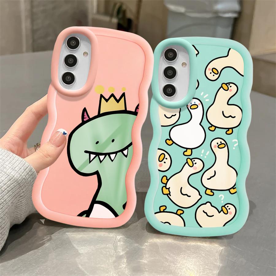 Soft Phone Cover Case for Samsung Galaxy A21s A13 A14 A11 A16 A15 A12 A52 A06 A05 A23 A53 A22 A33 A03 A04 Cartoon Dinosaur Goose