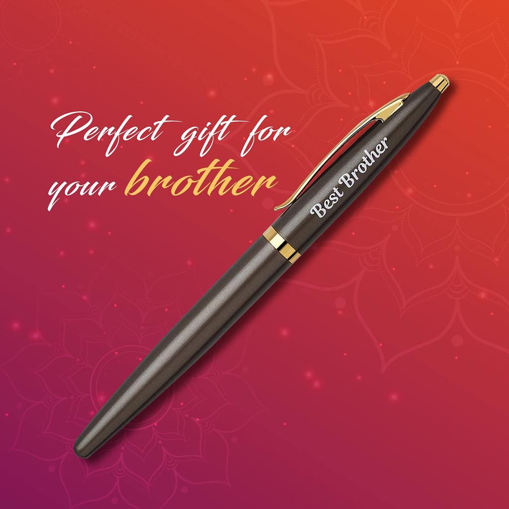 Cello Signature Premium Metal Pen Best Brother Engraved Rakhi Gift Set For Brother Smooth Writing Gift Box Pack Of 1 India