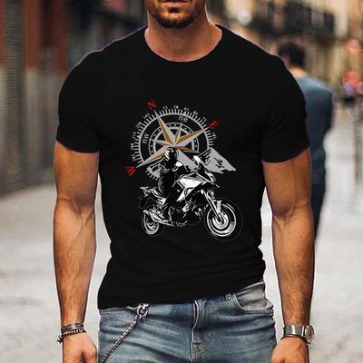 Camiseta Gráfica de Motocicleta de Montaña y Brújula Divertida Camisa para Hombre Moda Harajuku Camiseta Holgada para Hombre Marca Camisetas de Motocicleta para Hombre