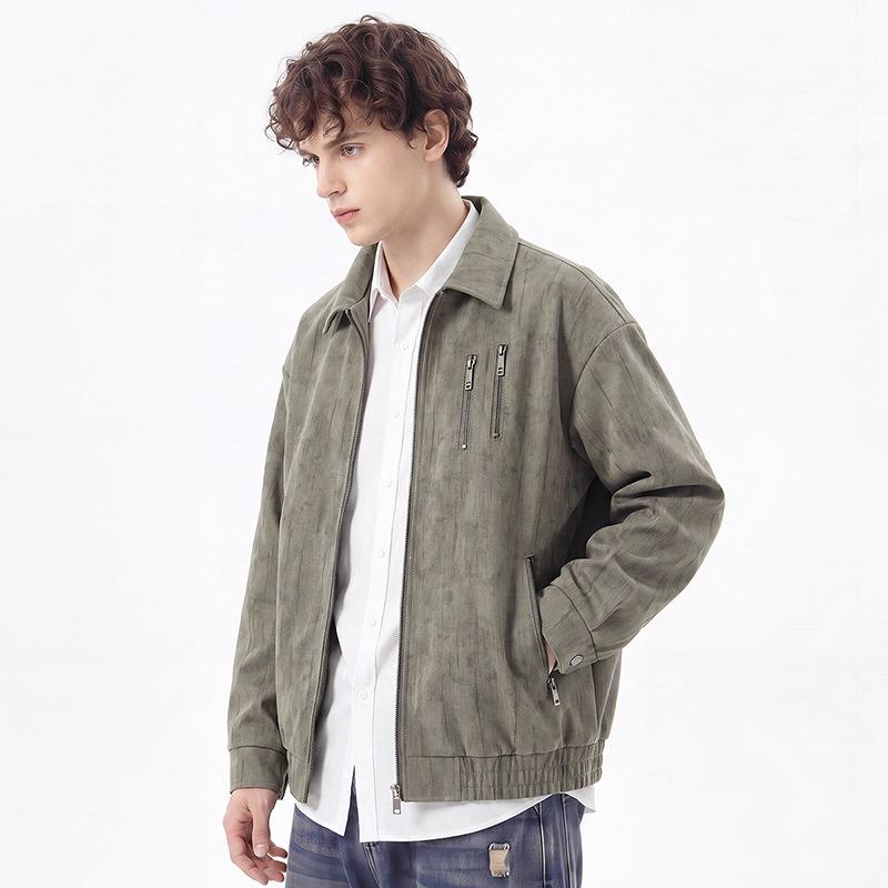 American street trend men's leather jacket new simple daily travel commuting durable leather jacket men's coat